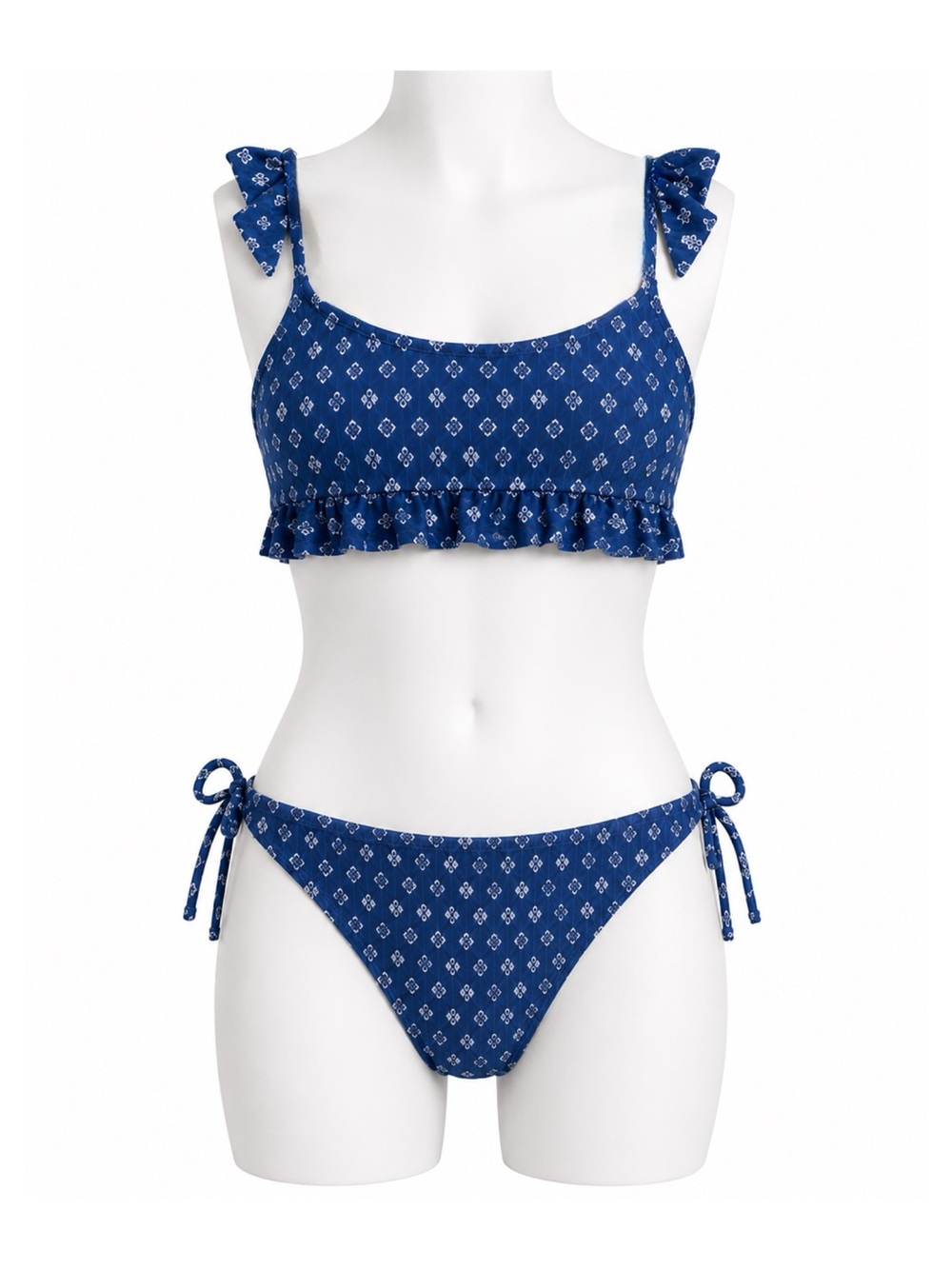 Size M Raisins Women’s Lily & Luna Blue Ruffle Bikini Swimsuit Set BNWT